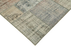 Kırk Yama Gri Patchwork Pamuk Yün El Dokuma Halısı 175x244 Agacan