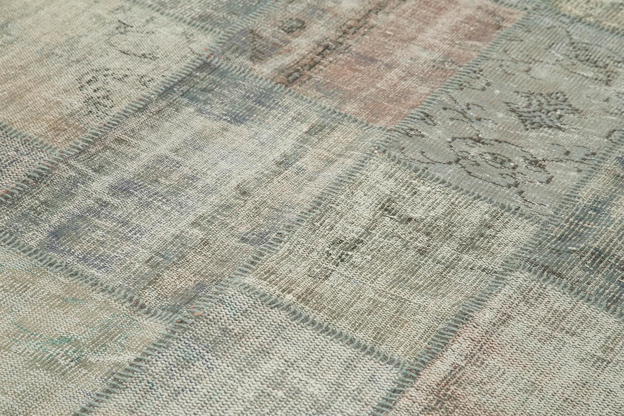 Kırk Yama Gri Patchwork Pamuk Yün El Dokuma Halısı 175x244 Agacan