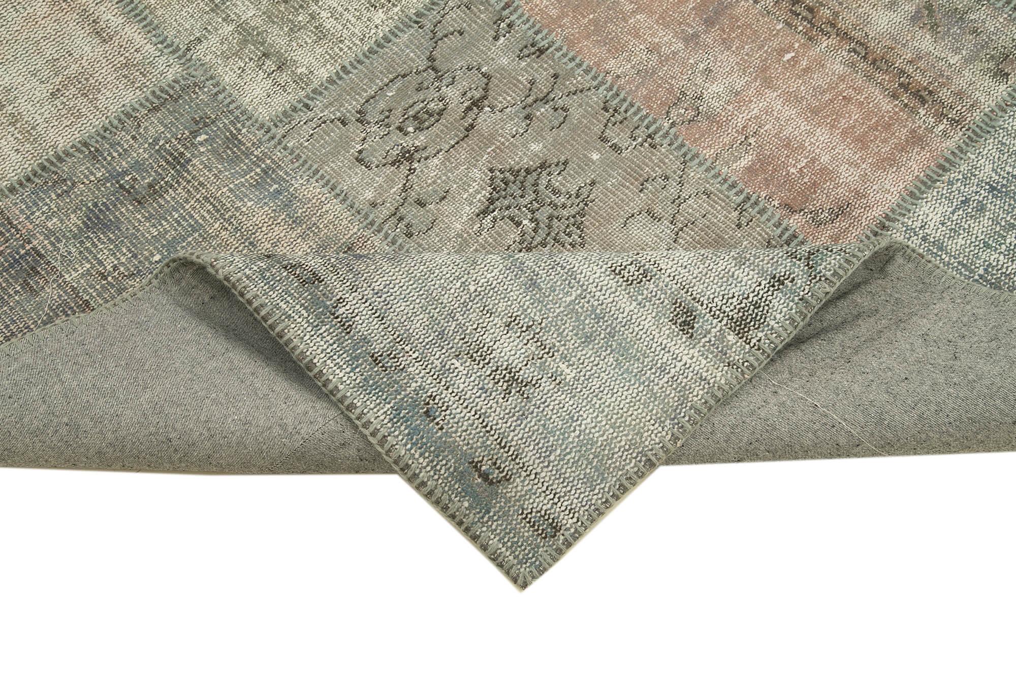 Kırk Yama Gri Patchwork Pamuk Yün El Dokuma Halısı 175x244 Agacan