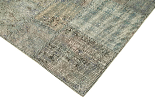 Kırk Yama Gri Patchwork Pamuk Yün El Dokuma Halısı 175x245 Agacan