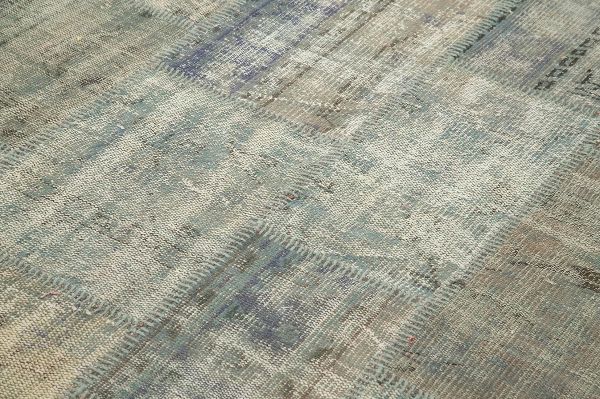 Kırk Yama Gri Patchwork Pamuk Yün El Dokuma Halısı 175x245 Agacan