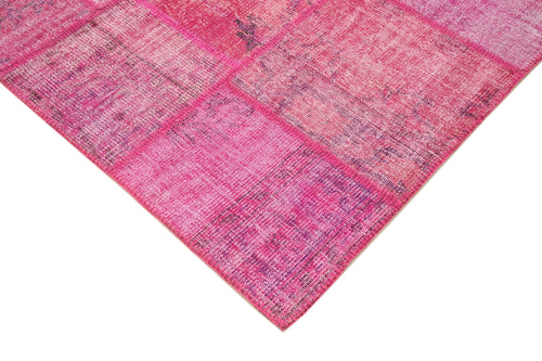Kırk Yama Pembe Patchwork Pamuk Yün El Dokuma Halısı 176x242 Agacan