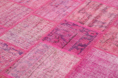 Kırk Yama Pembe Patchwork Pamuk Yün El Dokuma Halısı 176x242 Agacan