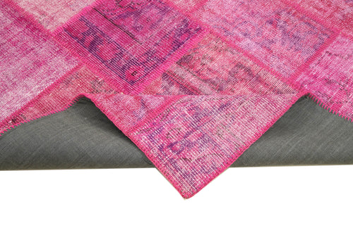 Kırk Yama Pembe Patchwork Pamuk Yün El Dokuma Halısı 176x242 Agacan