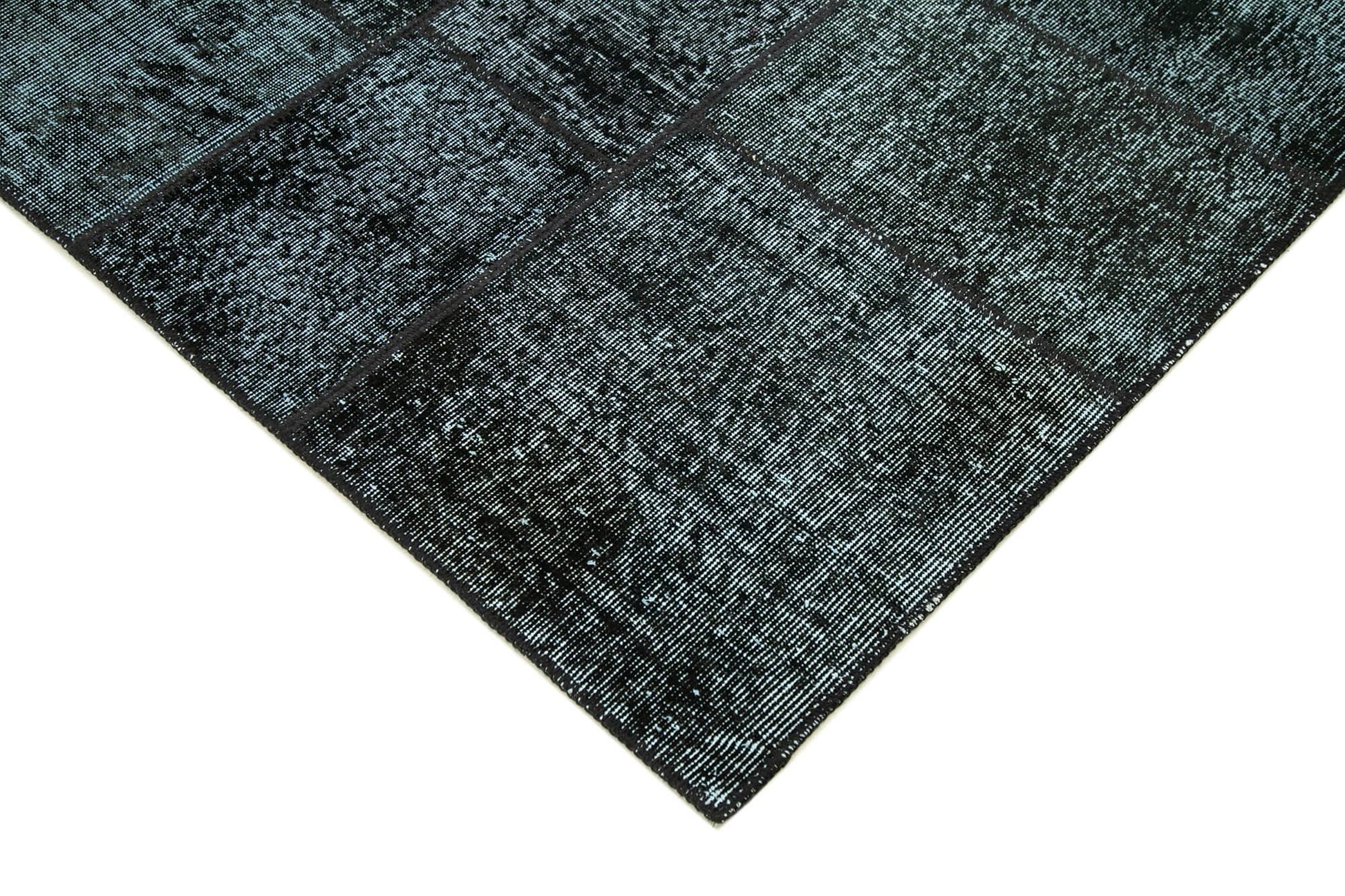 Kırk Yama Siyah Patchwork Pamuk Yün El Dokuma Halısı 172x241 Agacan