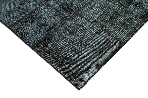 Kırk Yama Siyah Patchwork Pamuk Yün El Dokuma Halısı 172x241 Agacan