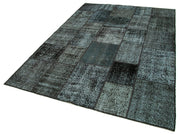 Kırk Yama Siyah Patchwork Pamuk Yün El Dokuma Halısı 174x242 Agacan