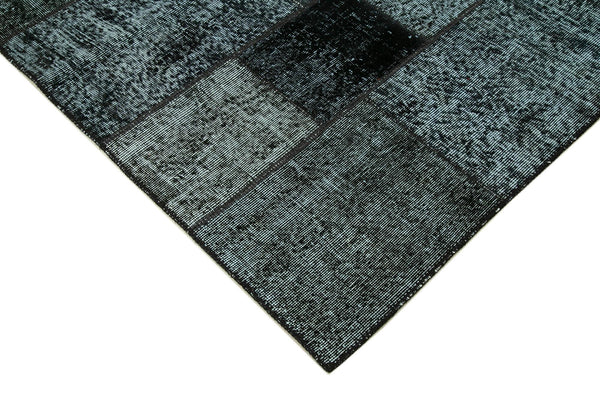 Kırk Yama Siyah Patchwork Pamuk Yün El Dokuma Halısı 174x242 Agacan
