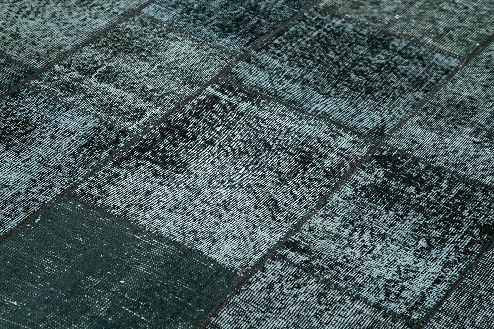 Kırk Yama Siyah Patchwork Pamuk Yün El Dokuma Halısı 174x242 Agacan