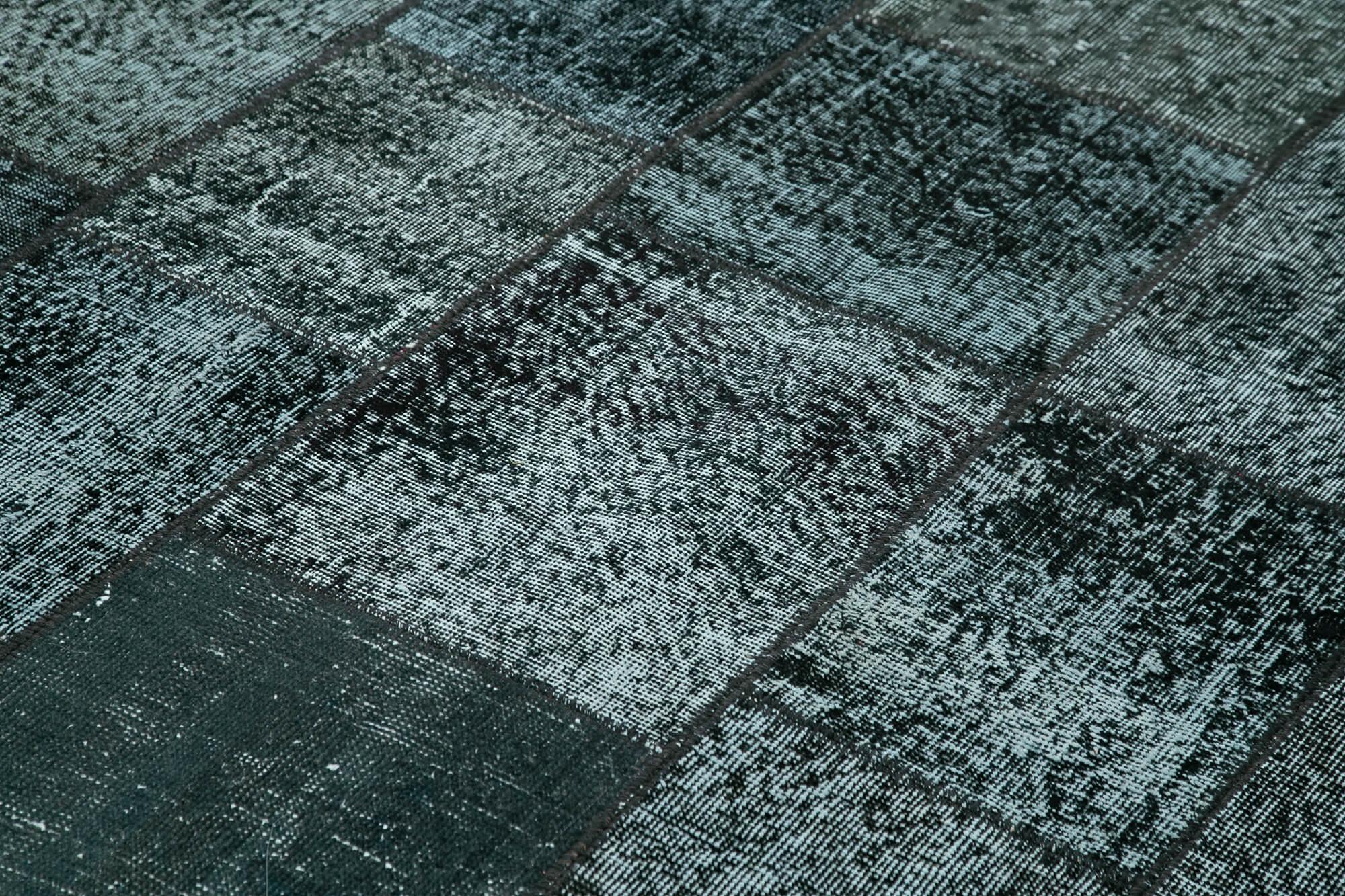 Kırk Yama Siyah Patchwork Pamuk Yün El Dokuma Halısı 174x242 Agacan