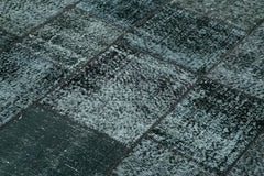 Kırk Yama Siyah Patchwork Pamuk Yün El Dokuma Halısı 174x242 Agacan