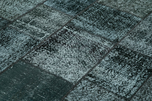 Kırk Yama Siyah Patchwork Pamuk Yün El Dokuma Halısı 174x242 Agacan