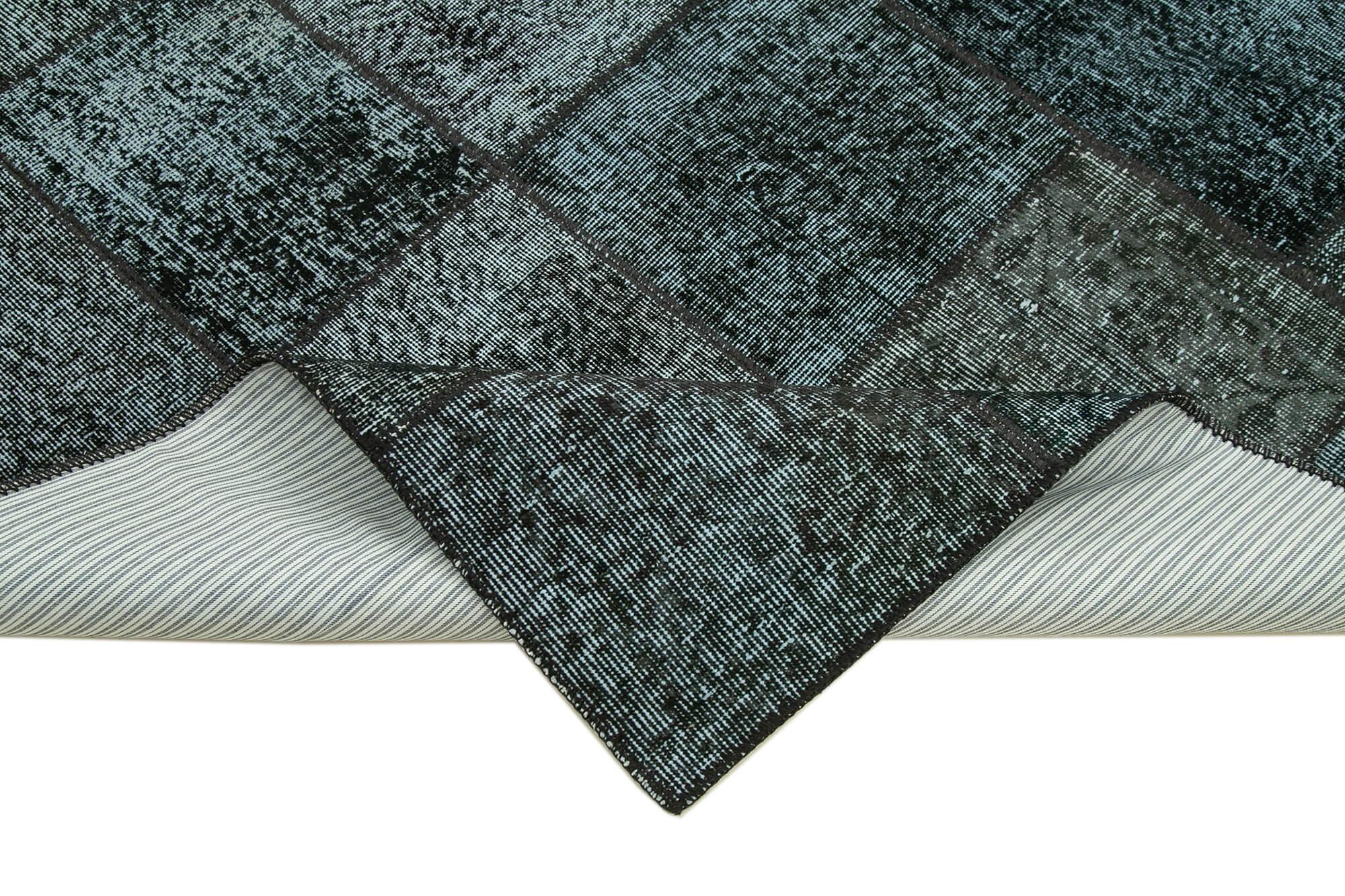 Kırk Yama Siyah Patchwork Pamuk Yün El Dokuma Halısı 174x242 Agacan