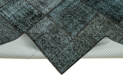 Kırk Yama Siyah Patchwork Pamuk Yün El Dokuma Halısı 174x242 Agacan