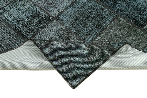 Kırk Yama Siyah Patchwork Pamuk Yün El Dokuma Halısı 174x242 Agacan