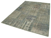Kırk Yama Gri Patchwork Pamuk Yün El Dokuma Halısı 176x245 Agacan
