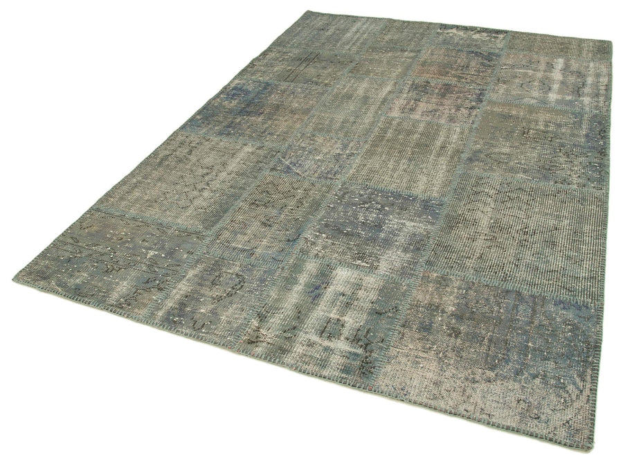 Kırk Yama Gri Patchwork Pamuk Yün El Dokuma Halısı 176x245 Agacan
