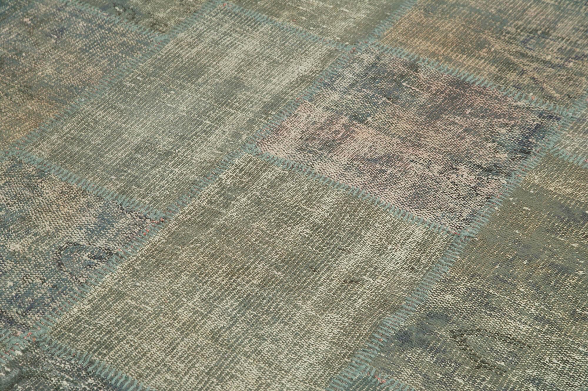 Kırk Yama Gri Patchwork Pamuk Yün El Dokuma Halısı 176x245 Agacan