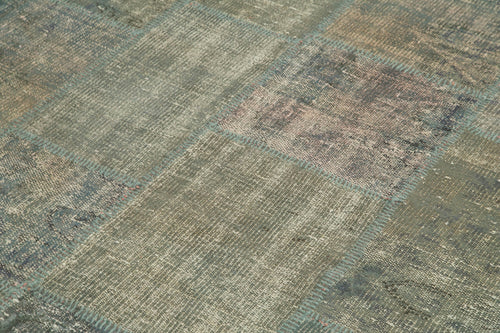 Kırk Yama Gri Patchwork Pamuk Yün El Dokuma Halısı 176x245 Agacan