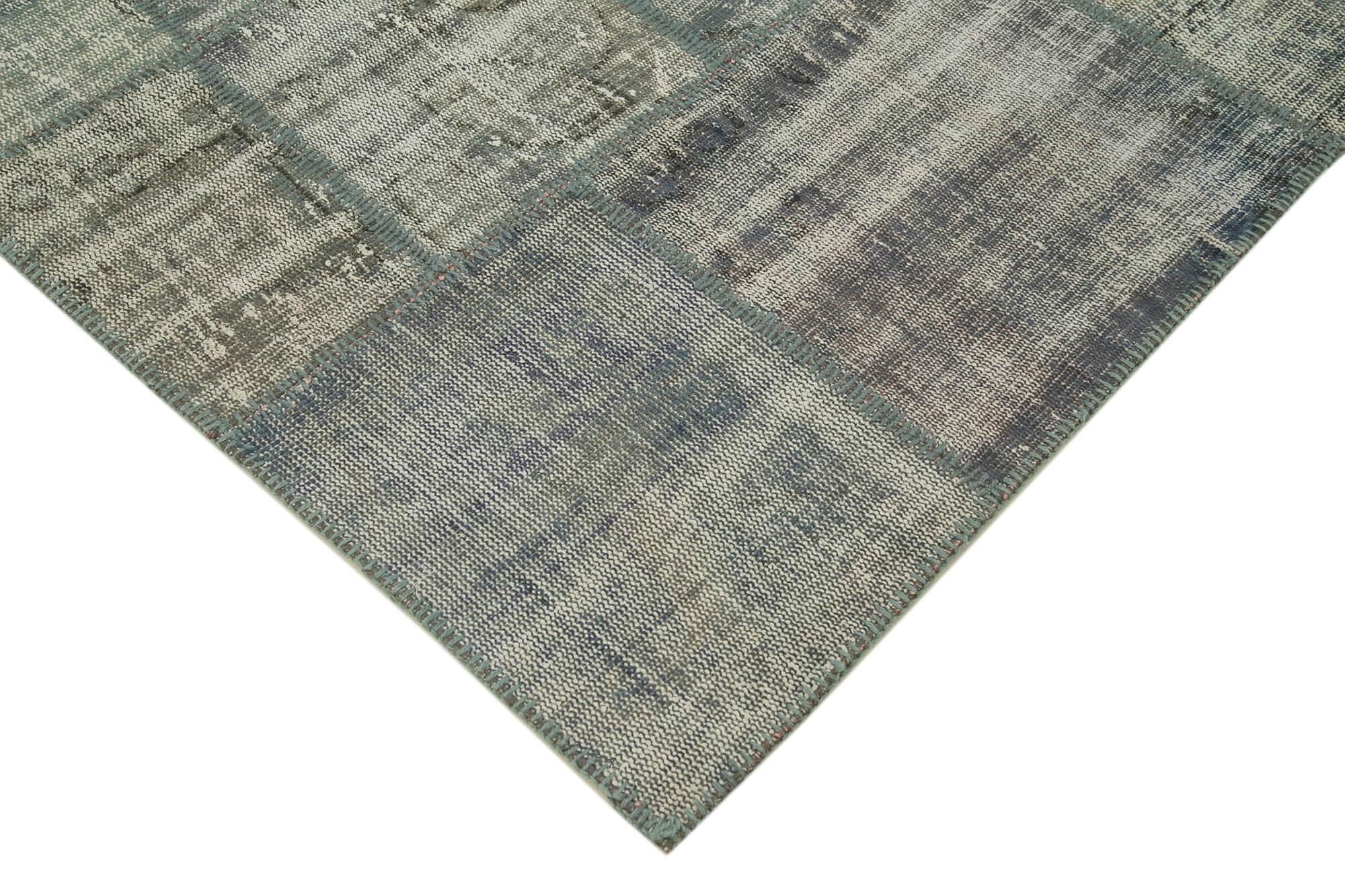 Kırk Yama Gri Patchwork Pamuk Yün El Dokuma Halısı 177x247 Agacan