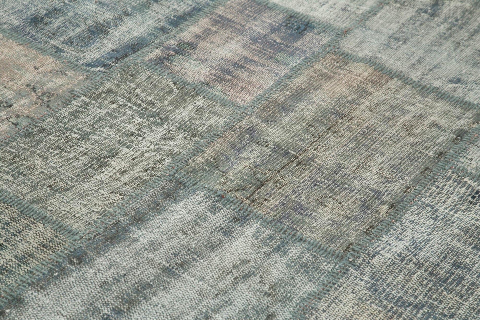 Kırk Yama Gri Patchwork Pamuk Yün El Dokuma Halısı 177x247 Agacan
