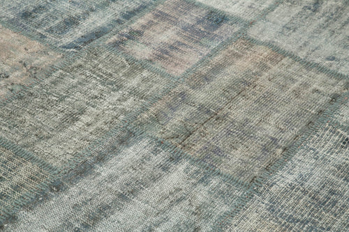 Kırk Yama Gri Patchwork Pamuk Yün El Dokuma Halısı 177x247 Agacan