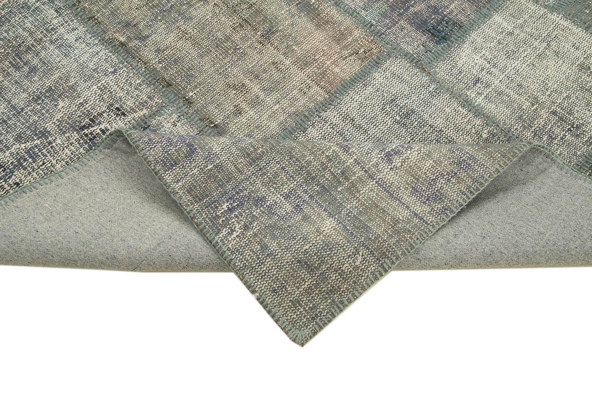 Kırk Yama Gri Patchwork Pamuk Yün El Dokuma Halısı 177x247 Agacan