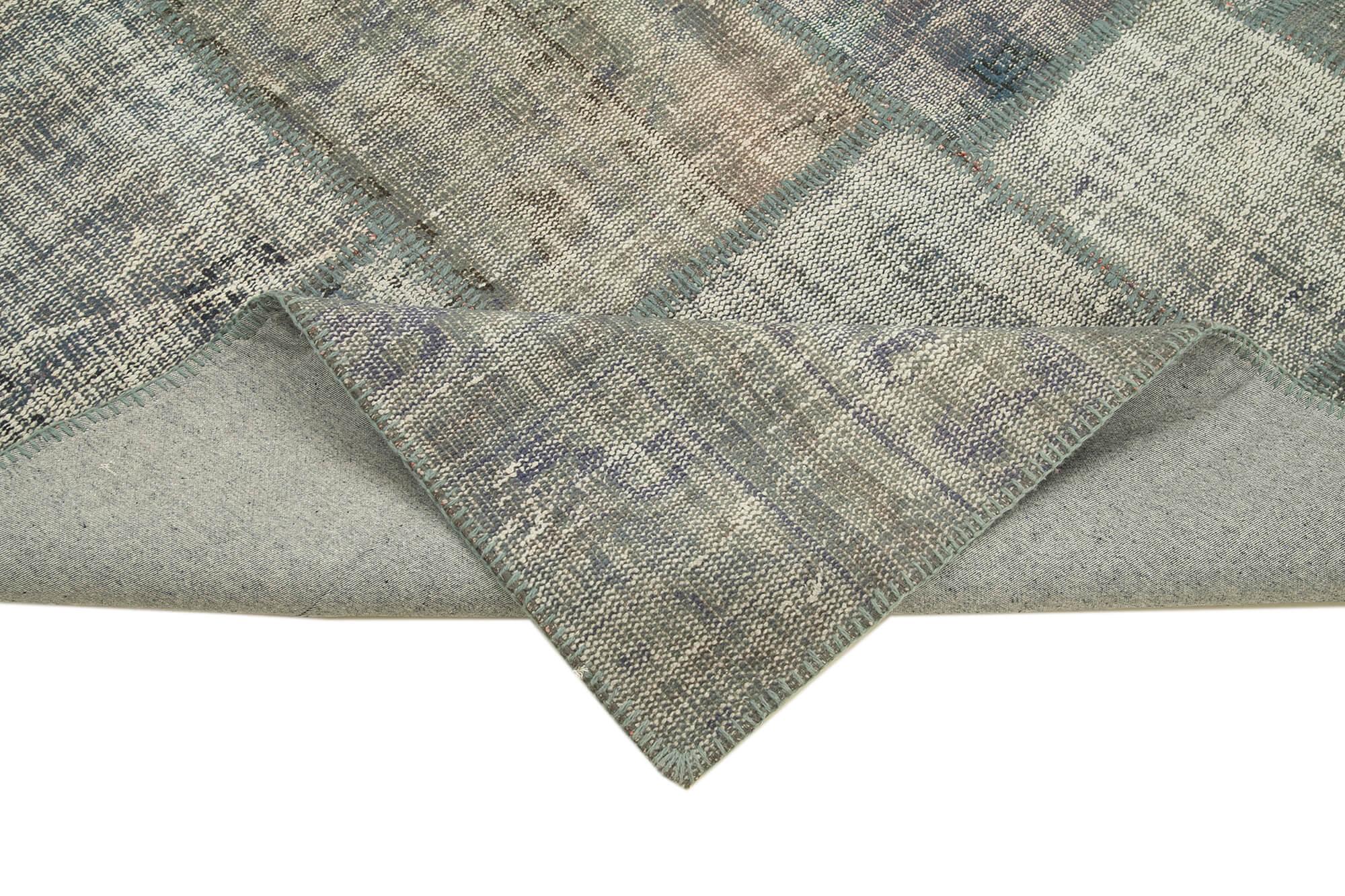 Kırk Yama Gri Patchwork Pamuk Yün El Dokuma Halısı 177x247 Agacan