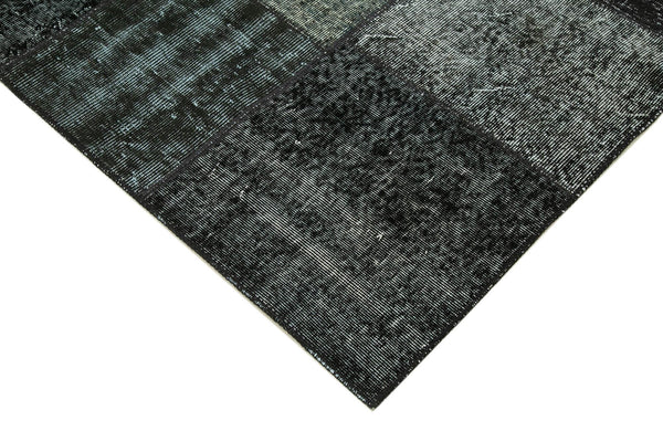 Kırk Yama Siyah Patchwork Pamuk Yün El Dokuma Halısı 170x238 Agacan