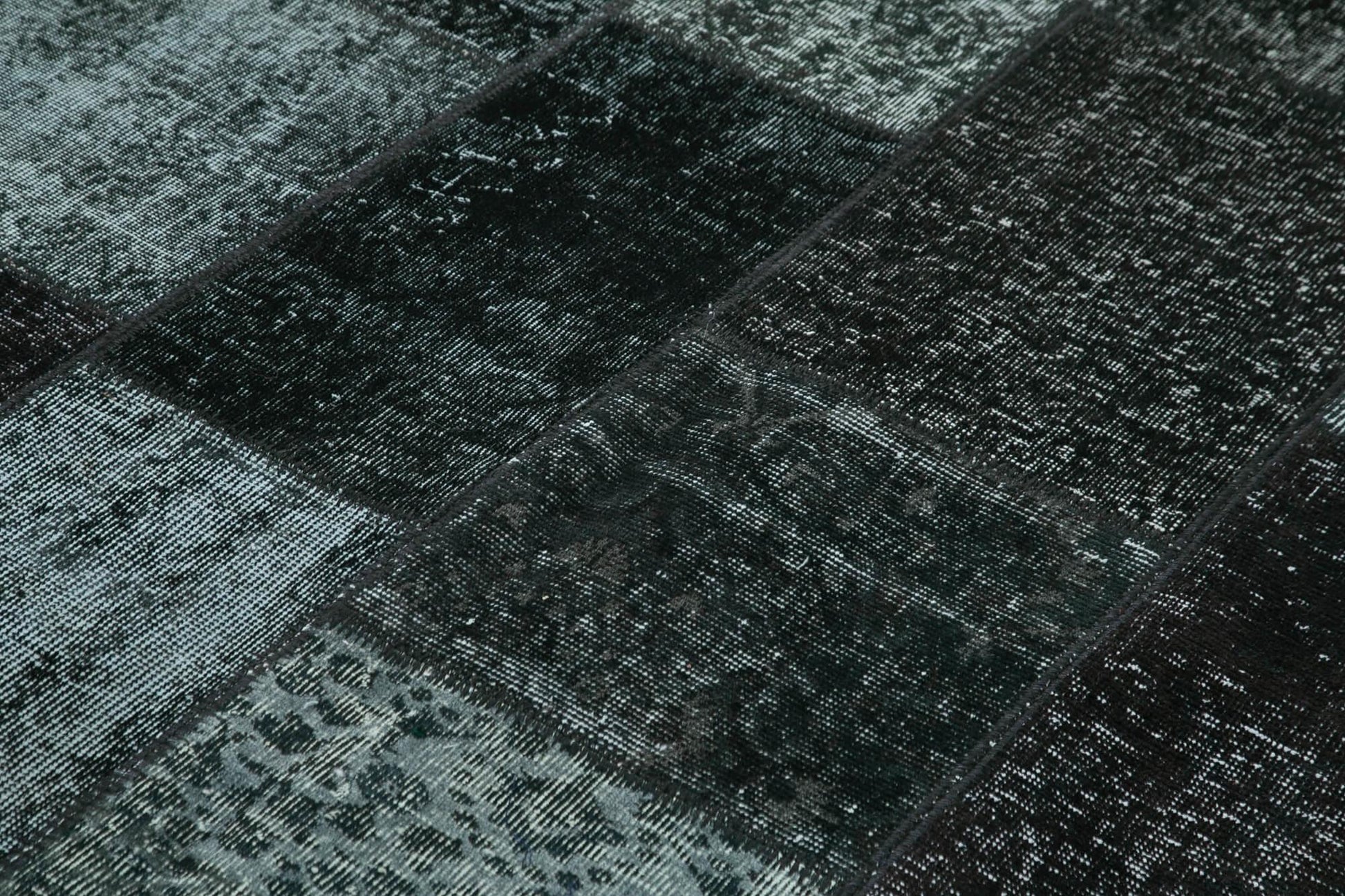 Kırk Yama Siyah Patchwork Pamuk Yün El Dokuma Halısı 170x238 Agacan