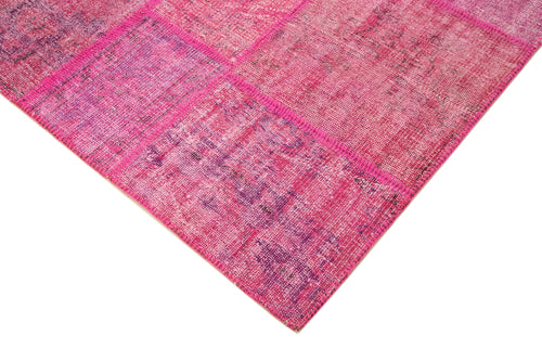 Kırk Yama Pembe Patchwork Pamuk Yün El Dokuma Halısı 174x247 Agacan