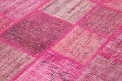 Kırk Yama Pembe Patchwork Pamuk Yün El Dokuma Halısı 174x247 Agacan