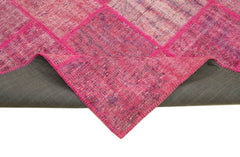 Kırk Yama Pembe Patchwork Pamuk Yün El Dokuma Halısı 174x247 Agacan