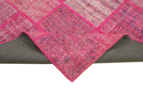 Kırk Yama Pembe Patchwork Pamuk Yün El Dokuma Halısı 174x247 Agacan