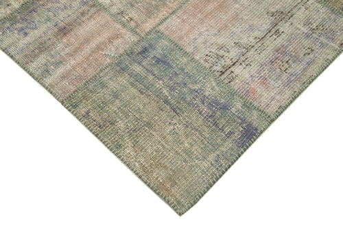 Kırk Yama Gri Patchwork Pamuk Yün El Dokuma Halısı 176x243 Agacan