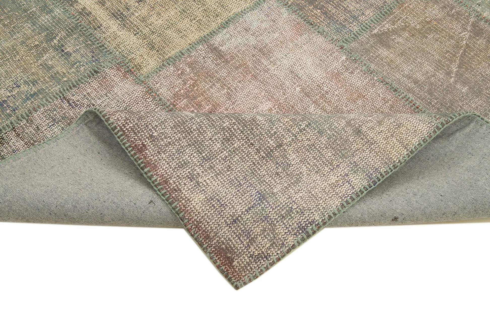 Kırk Yama Gri Patchwork Pamuk Yün El Dokuma Halısı 176x243 Agacan