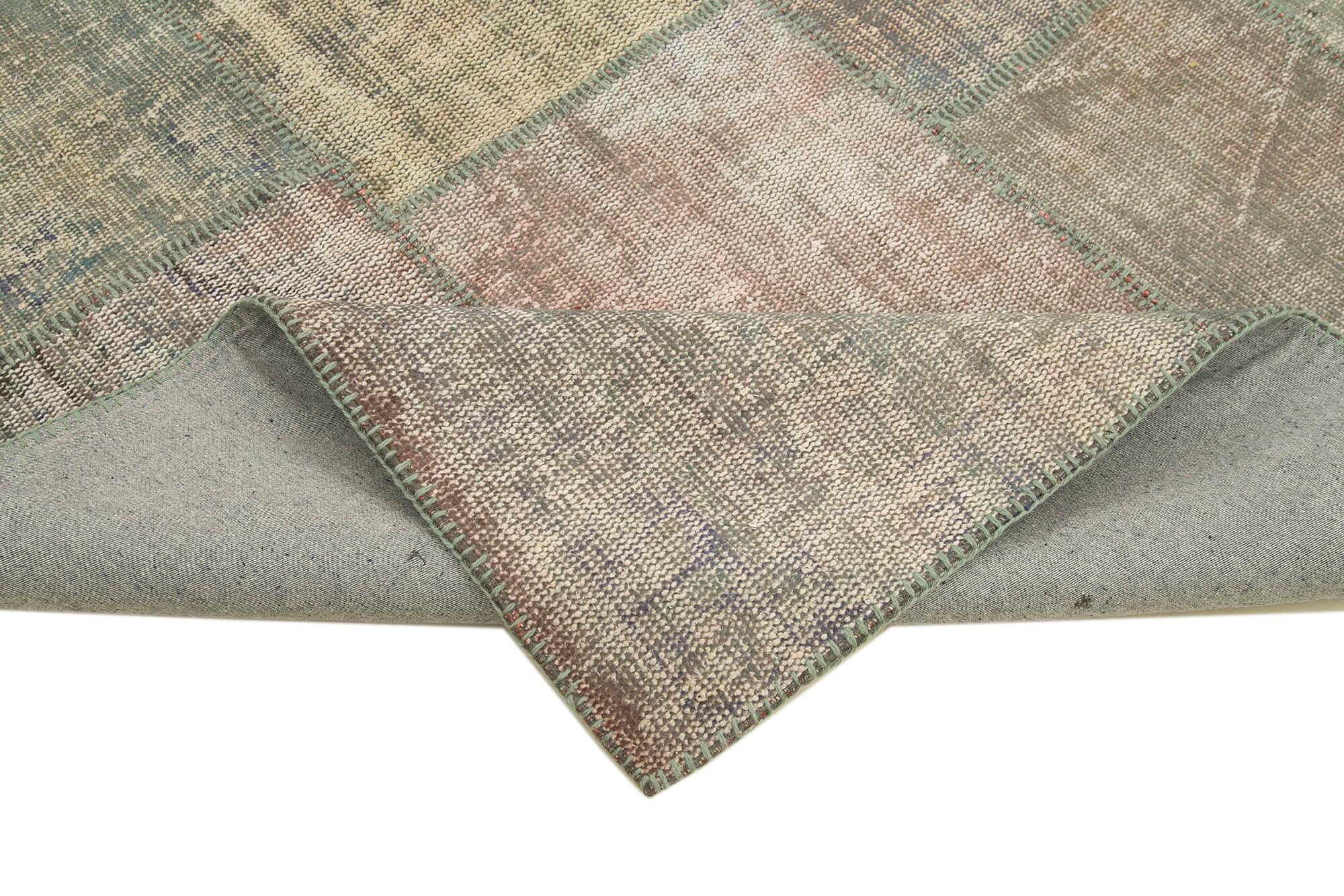 Kırk Yama Gri Patchwork Pamuk Yün El Dokuma Halısı 176x243 Agacan