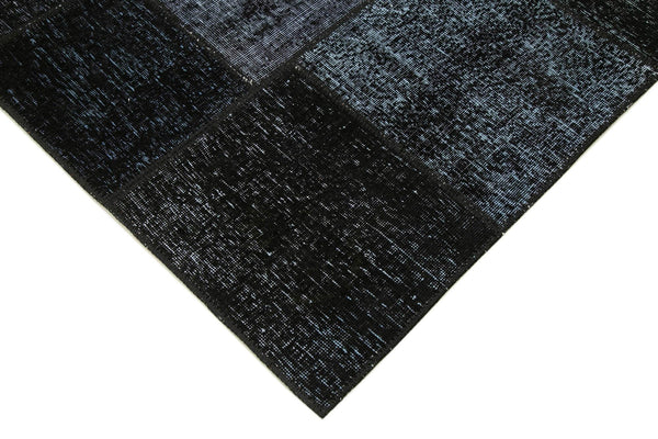 Kırk Yama Siyah Patchwork Pamuk Yün El Dokuma Halısı 171x243 Agacan