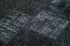 Kırk Yama Siyah Patchwork Pamuk Yün El Dokuma Halısı 171x243 Agacan