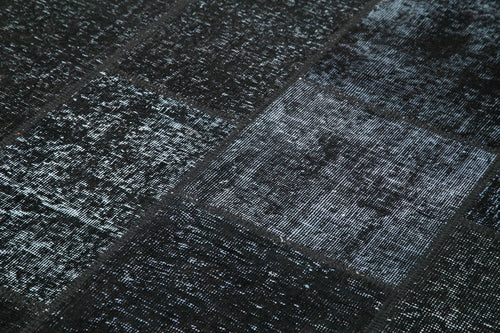 Kırk Yama Siyah Patchwork Pamuk Yün El Dokuma Halısı 171x243 Agacan