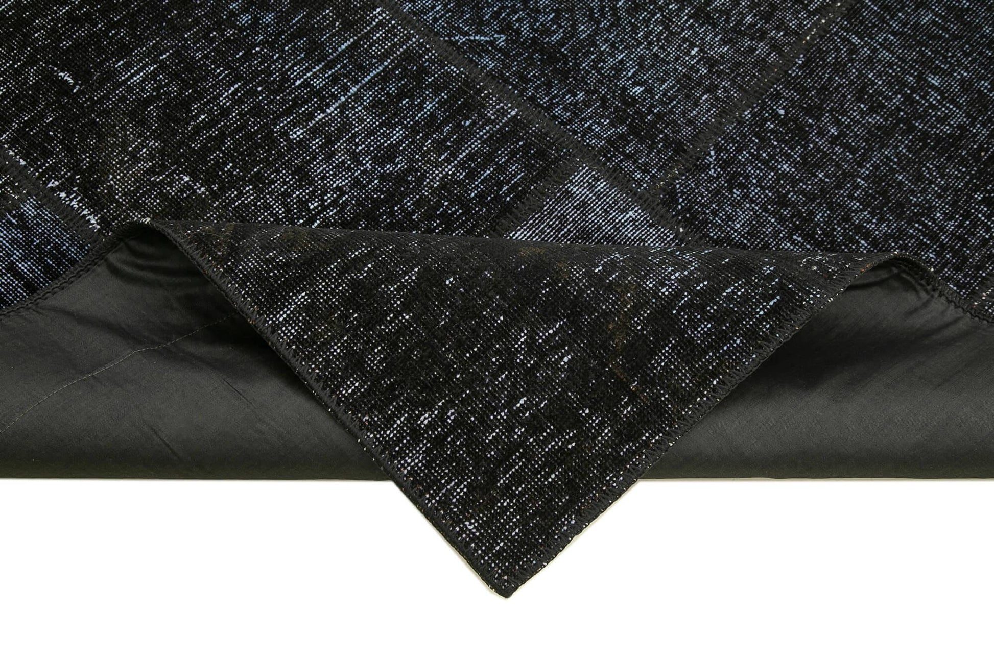 Kırk Yama Siyah Patchwork Pamuk Yün El Dokuma Halısı 165x243 Agacan