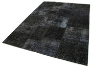Kırk Yama Siyah Patchwork Pamuk Yün El Dokuma Halısı 172x241 Agacan