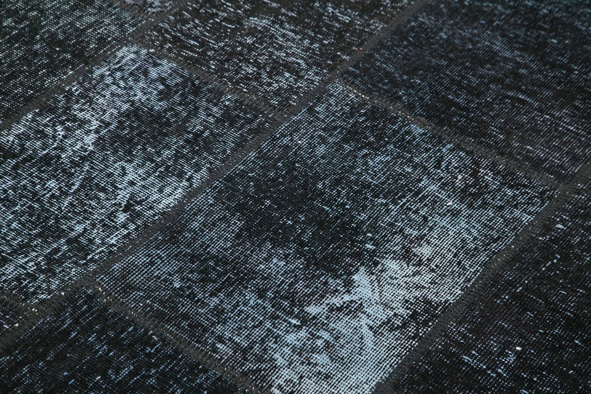Kırk Yama Siyah Patchwork Pamuk Yün El Dokuma Halısı 172x241 Agacan