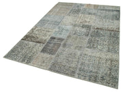 Kırk Yama Gri Patchwork Pamuk Yün El Dokuma Halısı 170x240 Agacan