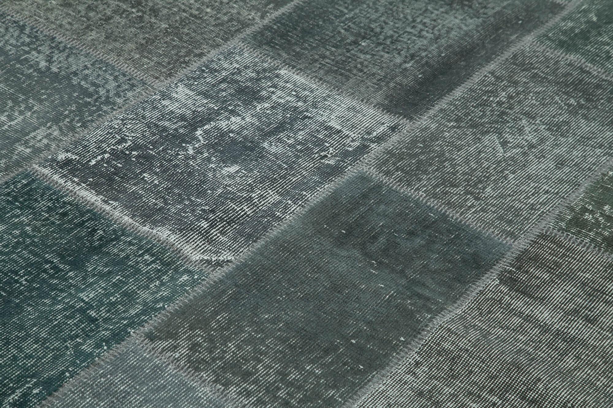 Kırk Yama Gri Patchwork Pamuk Yün El Dokuma Halısı 170x242 Agacan
