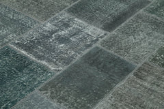 Kırk Yama Gri Patchwork Pamuk Yün El Dokuma Halısı 170x242 Agacan