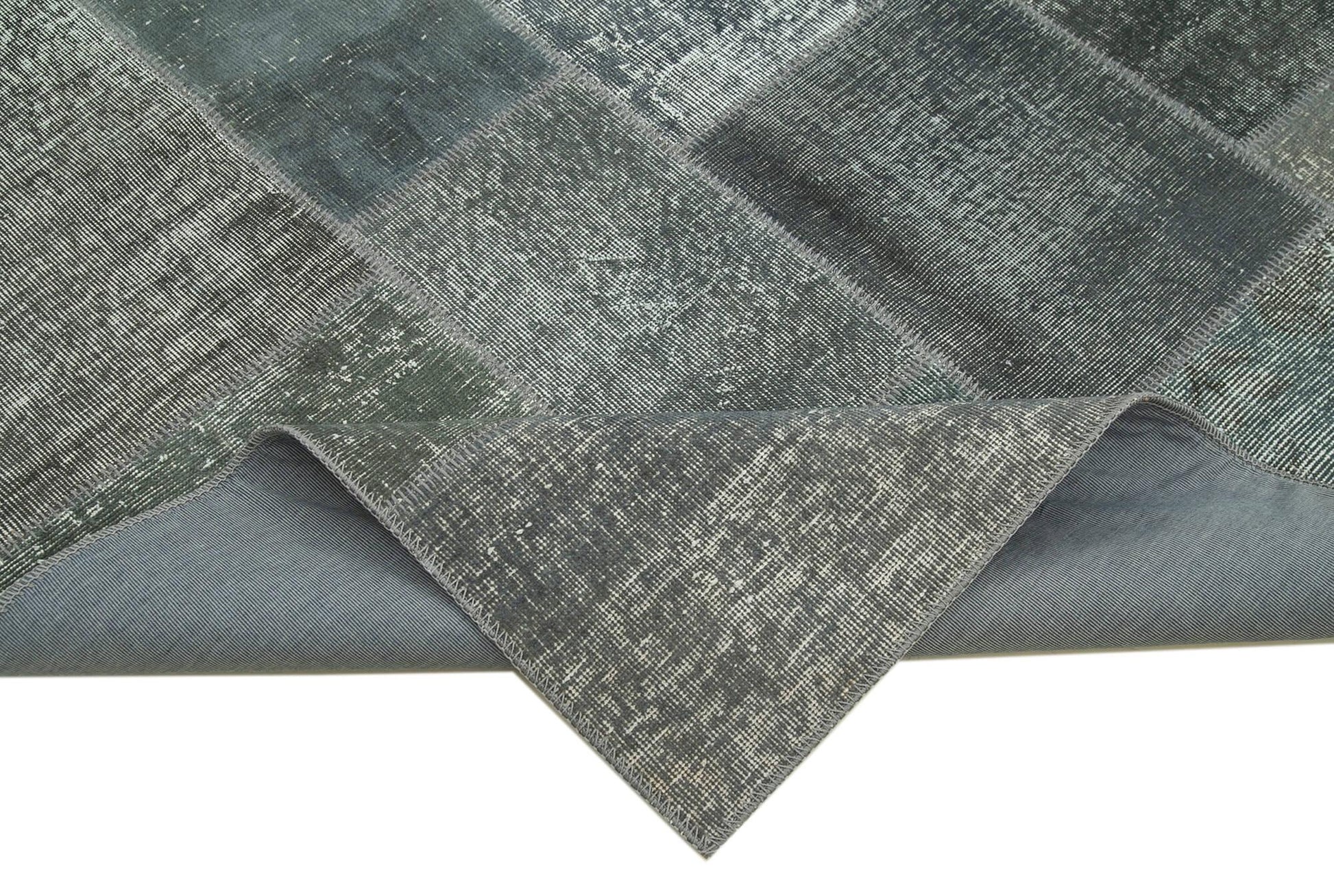 Kırk Yama Gri Patchwork Pamuk Yün El Dokuma Halısı 170x242 Agacan