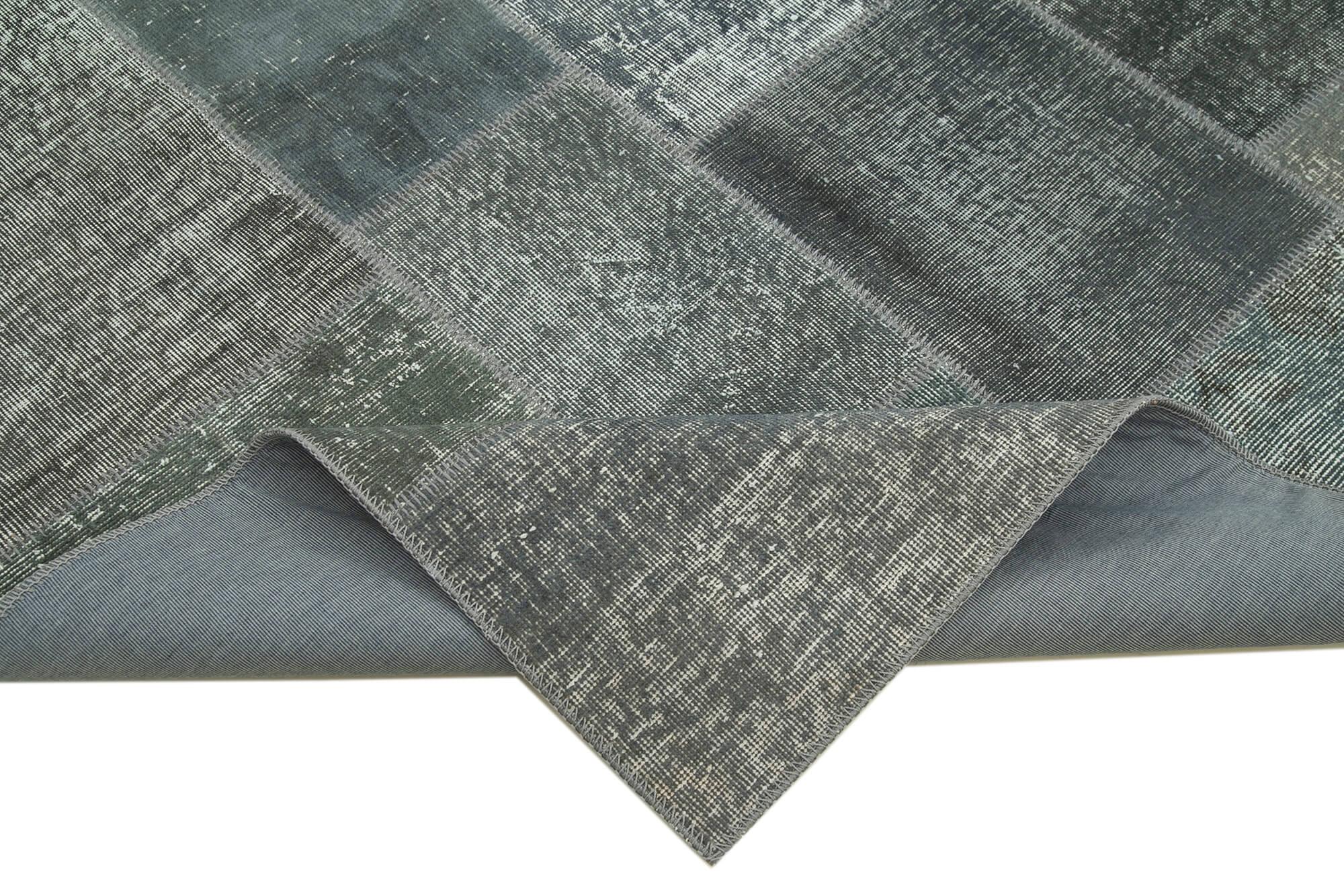 Kırk Yama Gri Patchwork Pamuk Yün El Dokuma Halısı 170x242 Agacan