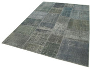Kırk Yama Gri Patchwork Pamuk Yün El Dokuma Halısı 171x239 Agacan