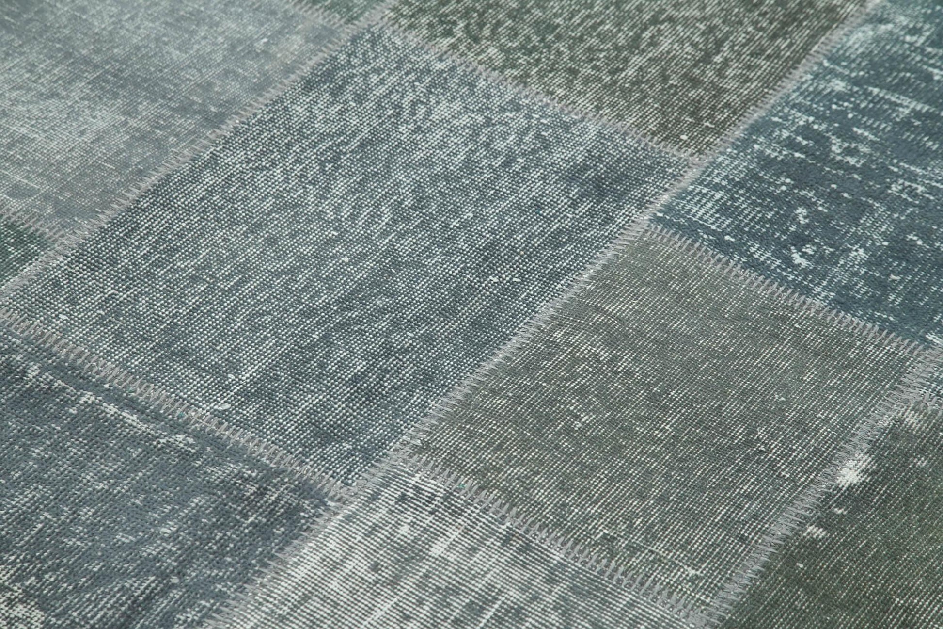 Kırk Yama Gri Patchwork Pamuk Yün El Dokuma Halısı 171x239 Agacan